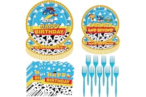 CAGCTKZ Toy Inspired Story Birthday Party Supplies 96pcs Cartoon Story Birthday Party Decorations Cartoon Story Plates and Napkins Tableware Set for 2 infinity and beyond birthday decorations