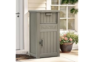 YITAHOME Anti-Theft Package Delivery Box for Outside w/Lockable Security System, Outdoor Waterproof Parcel Drop Storage Boxes Resin Drop Box for Porch House Curbside, Taupe