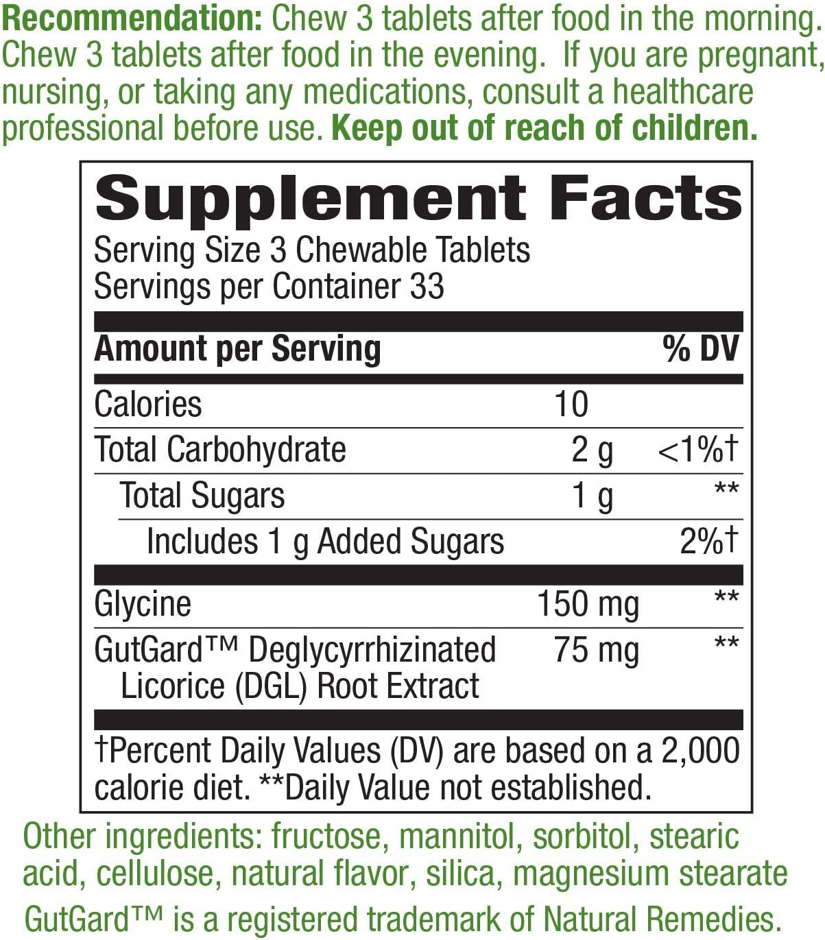 Nature's Way DGL 3:1 (Deglycyrrhizinated Licorice) Digestive Relief, Original, 100 Chewables: Health & Personal Care