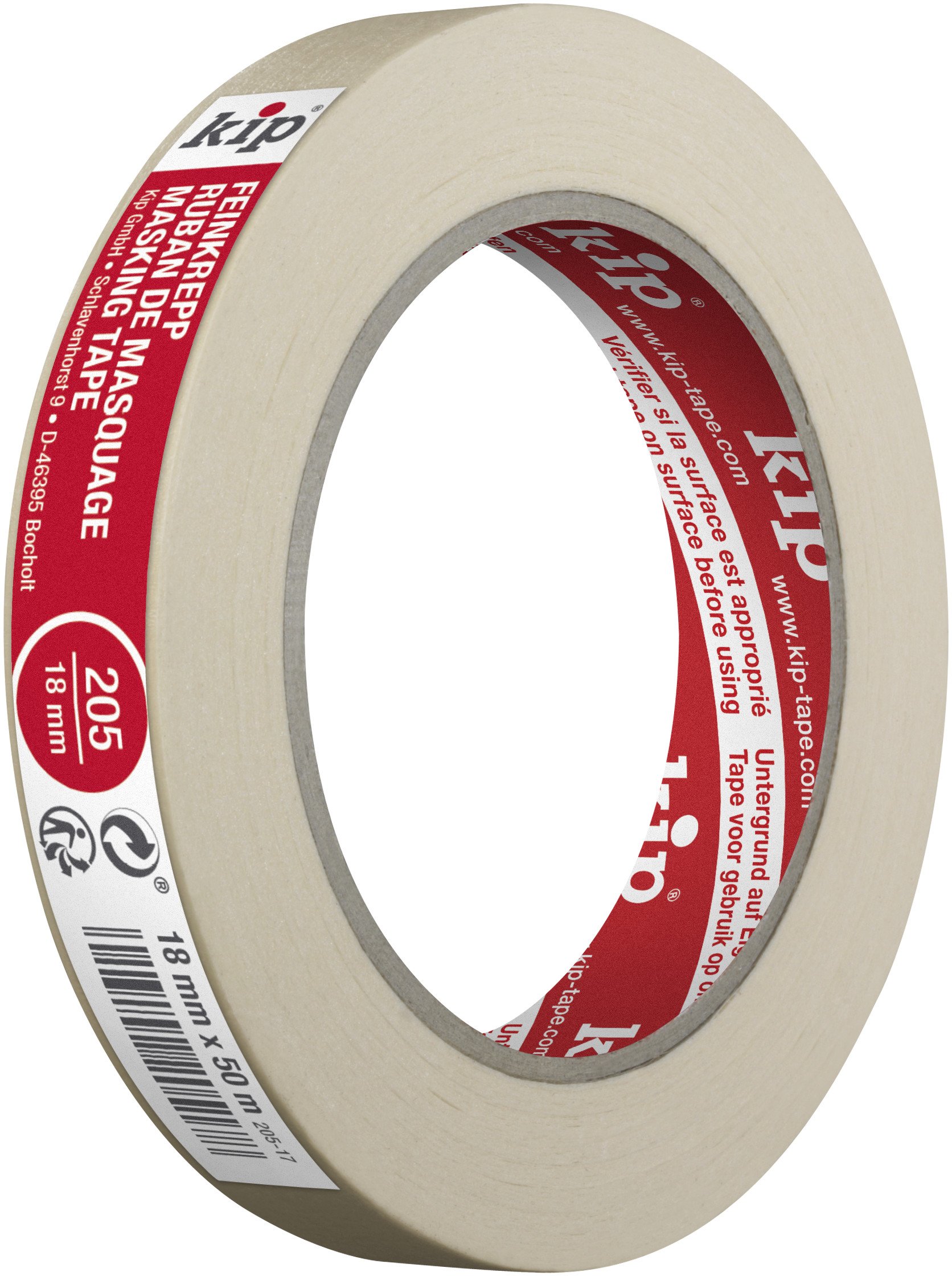 Kip 205-17 Fine Crepe Painter's Tape 18 mm x 50 m Natural