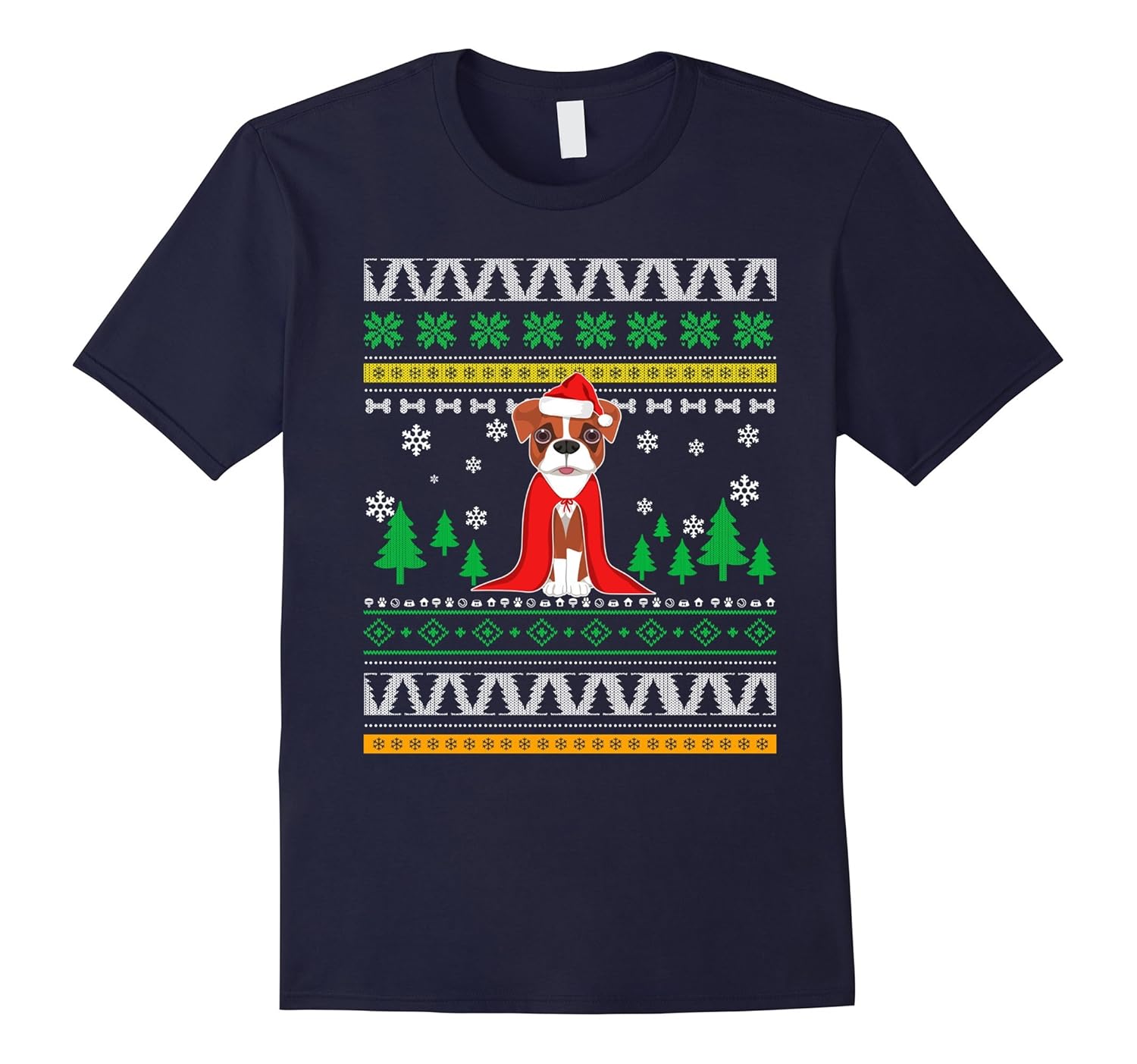 Cute Boxer Ugly Christmas Sweater T-Shirt Pet Dog Lover-AZP