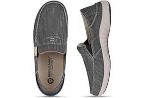 WALK·HERO COMFORT AND SUPPORT Mens Slip On Shoes, Canvas Mens Loafers with Arch Support, Orthopedic Mens Boat Shoes for Plantar Fasciitis, Indoor & Outdoor Walking Slippers Shoes for Pain Relief