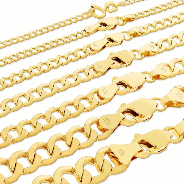 Collar Cadena Franco De Oro Amarillo 10k - Ancho De 1.5mm A 6mm, Largo 16" A 30", Cierre De Langosta