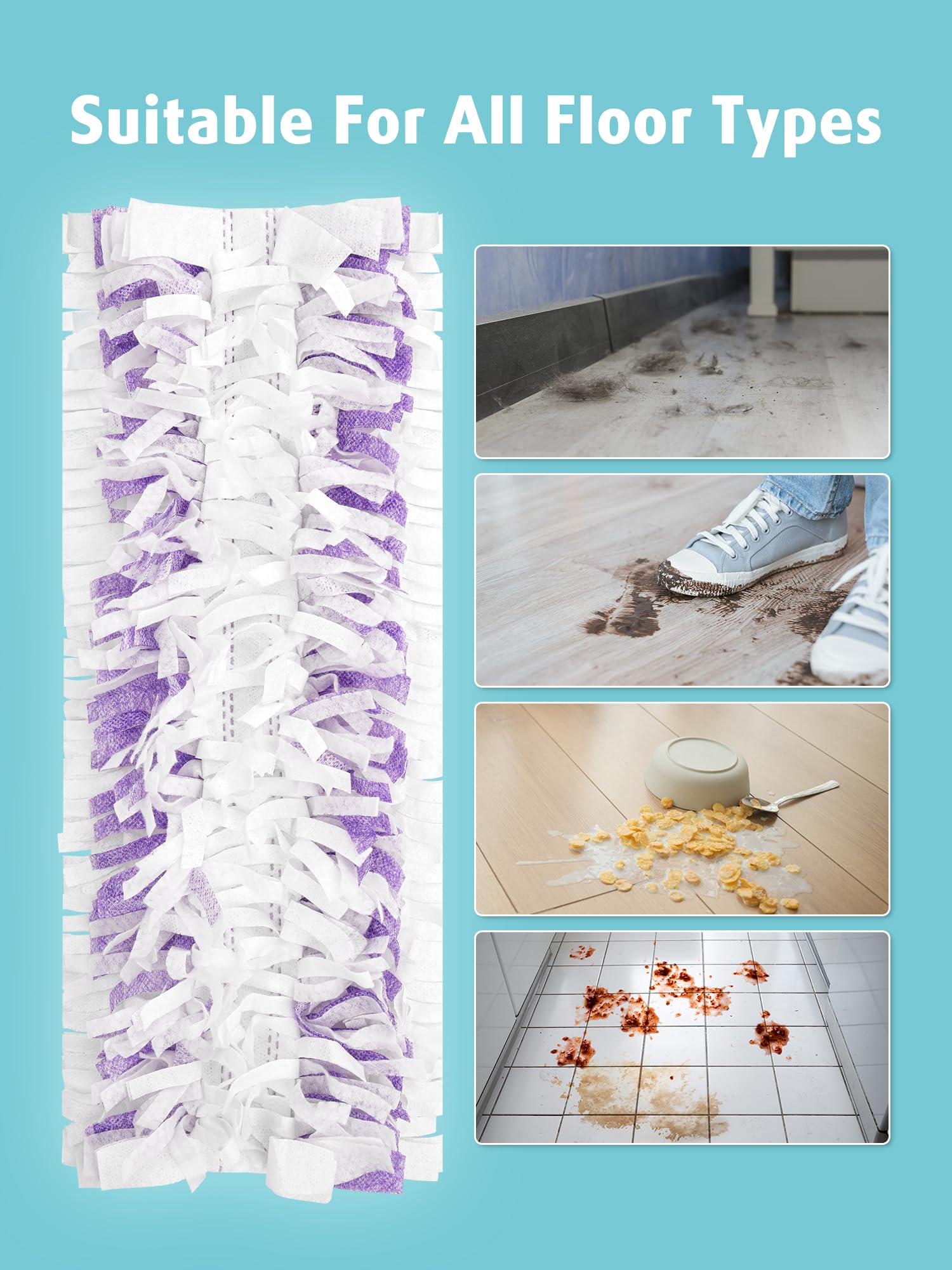 AIR U+ 24 Pack Disposable Power Mop Pads Refills for Swiffer Power Mop, Unscented 14-Layer Thickened Multi-Surface Replacement Mopping Refills Pads for Floor Surface Cleaning