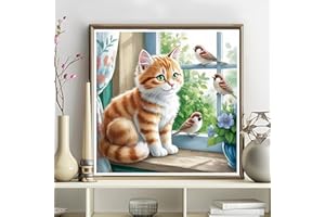 5D Diamond Art Kits for Adults - DIY Cat Diamond Painting Kits, Full Round Drill - Crystal Embroidery Cross Stitch Craft for 