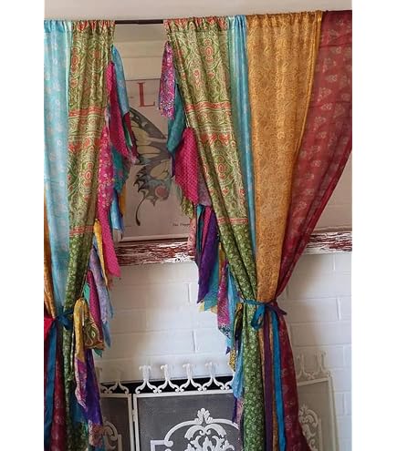 Amazon.com: Cuisine Haven Assorted Vintage Silk Sari Curtain for
