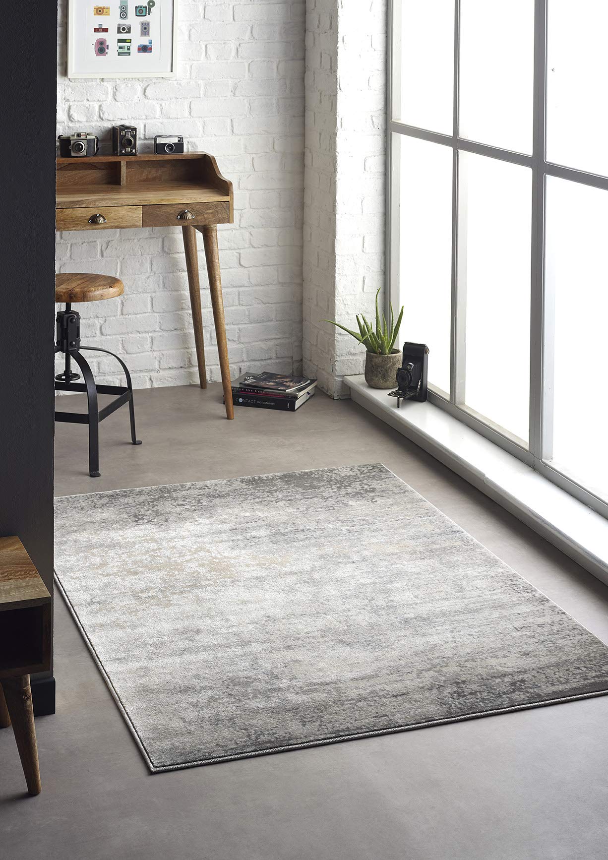 Rugs Direct Origin Poetic Reflection Grey Rug, 85% POLYPROPYLENE 15% POLYESTER, 80 x 150