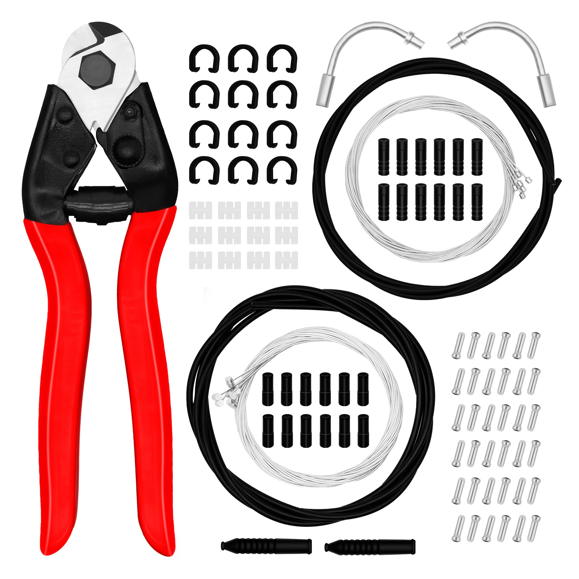 Photo 1 of 103PCS Universal Bike Brake Cable Kit with Stainless Steel Bike Cable Cutter, Bike Brake Cable and Shifter Cable for Mountain Road Bicycle Repair, Cable End Caps, C Buckles, V Brake Cable Guide Inside