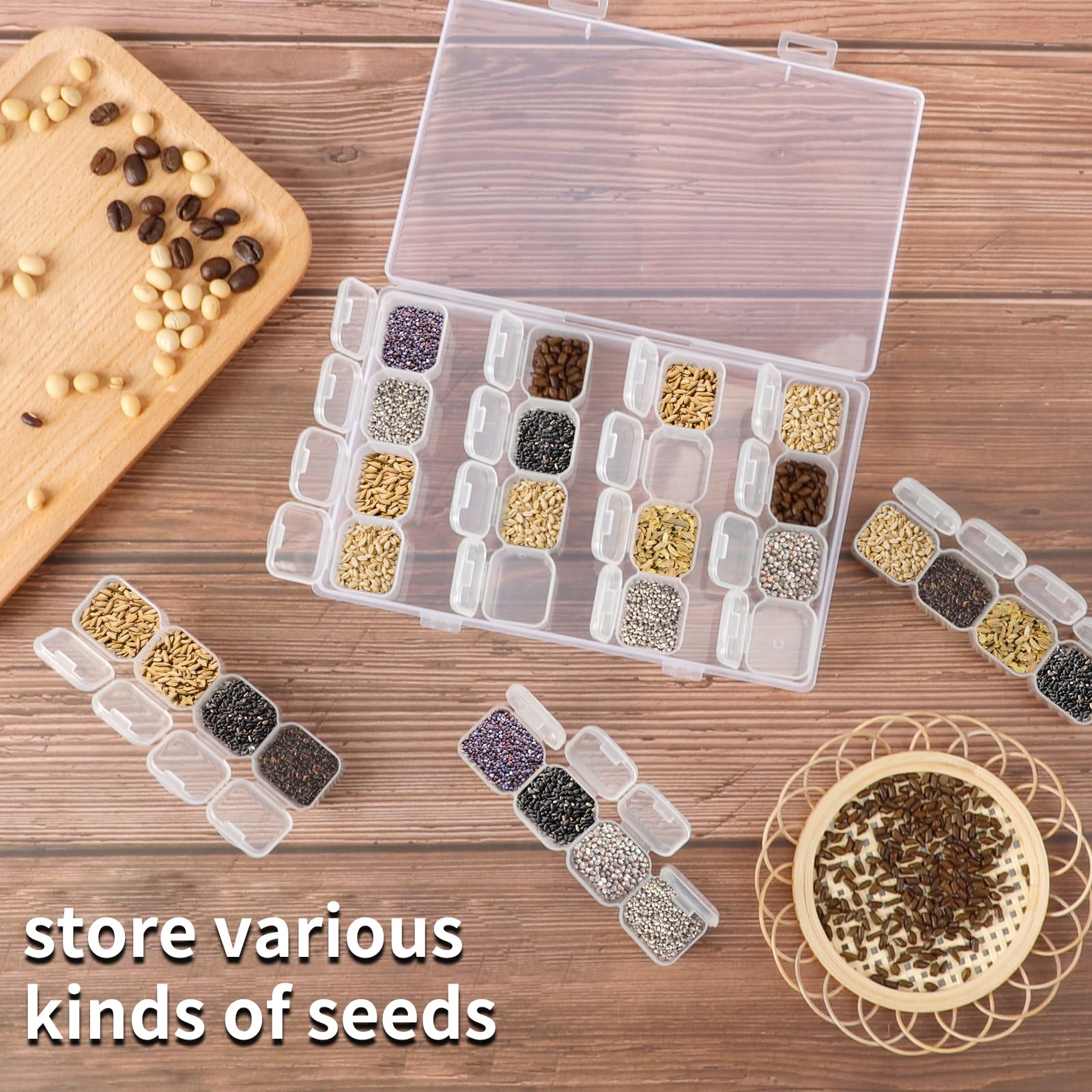 SGHUO 168 Slots 6pcs 28 Grids Diamond Painting Boxes Plastic Organizer, Bead Organizer