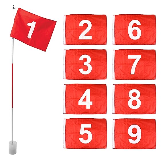 On Par Unisex Adult Golf Poles, Flags and Cups (set Of 9, Flag Numbers