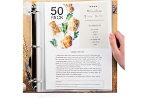 CRAFTSAINTS 50 Pack of 8.5x11 Heavy Duty Crystal Clear Sheet Protectors for Recipe Binder, Plastic Page Sleeve Protectors for 3 Ring Binder (50 Pack, 8.5 x 11'' - 1 Pocket)