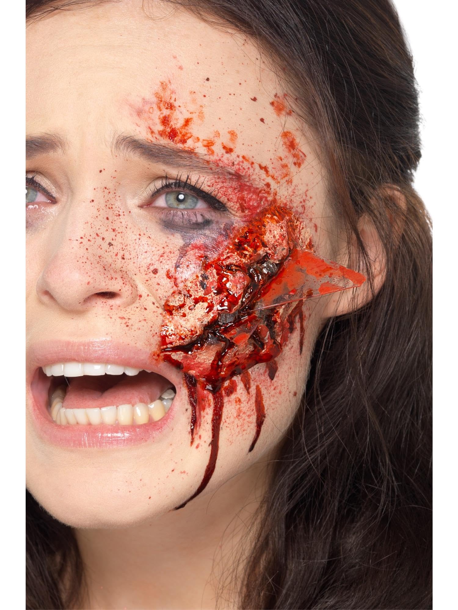 Smiffys Make-Up FX, Latex Broken Glass Wound, Red with Adhesive, Cosmetics and Disguises Fancy Dress, Halloween Dress Up Cosmetics & Disguises.