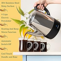 Mixpresso Electric Percolator Coffee Pot, Stainless