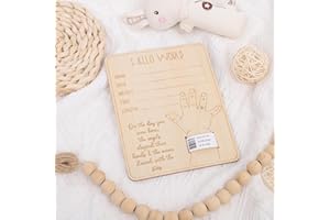 AGKVW Newborn Birth Announcement Board - Newborn Baby Hospital Bracelet Holder,Wood Hello World Baby Announcement Sign, Hello World Hospital Information Record, Welcome Baby Shower Decor