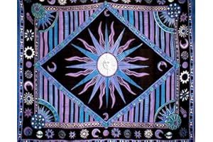 India Arts Celestial Tapestry Cotton Bedspread Full-Queen Purple,106 x 86