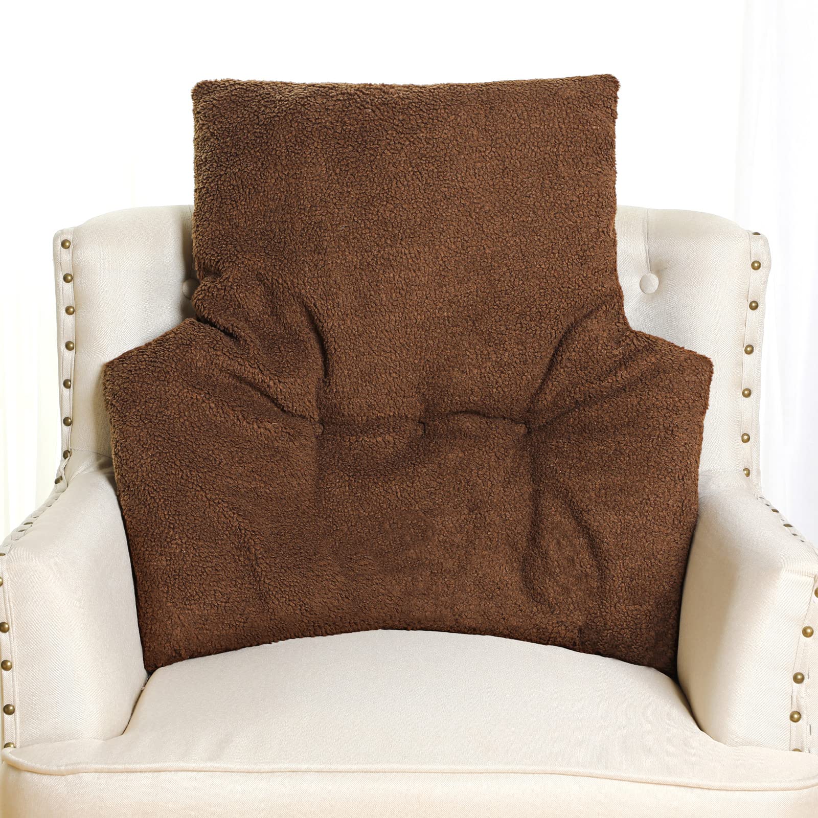 Photo 1 of Weysat Fleece Back Support Pillow for Recliners, Chair Cushion Lumbar Support Reading Corner Pillow for Office Couch Sofa Low Back Pain Relief Rest(Brown)
