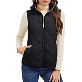 MAGCOMSEN Womens Puffer Vest Sleeveless Lightweight Winter Jackets Quilted Zip Up Coats Stand Collar Padded Outerwear Vests