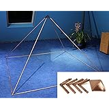 6ft Square Buddha Maitreya the Christ 51 Degree Copper Meditation Pyramid System for Healing - With Polished Copper Connectors, Apex & Base Poles and 4" Capstone