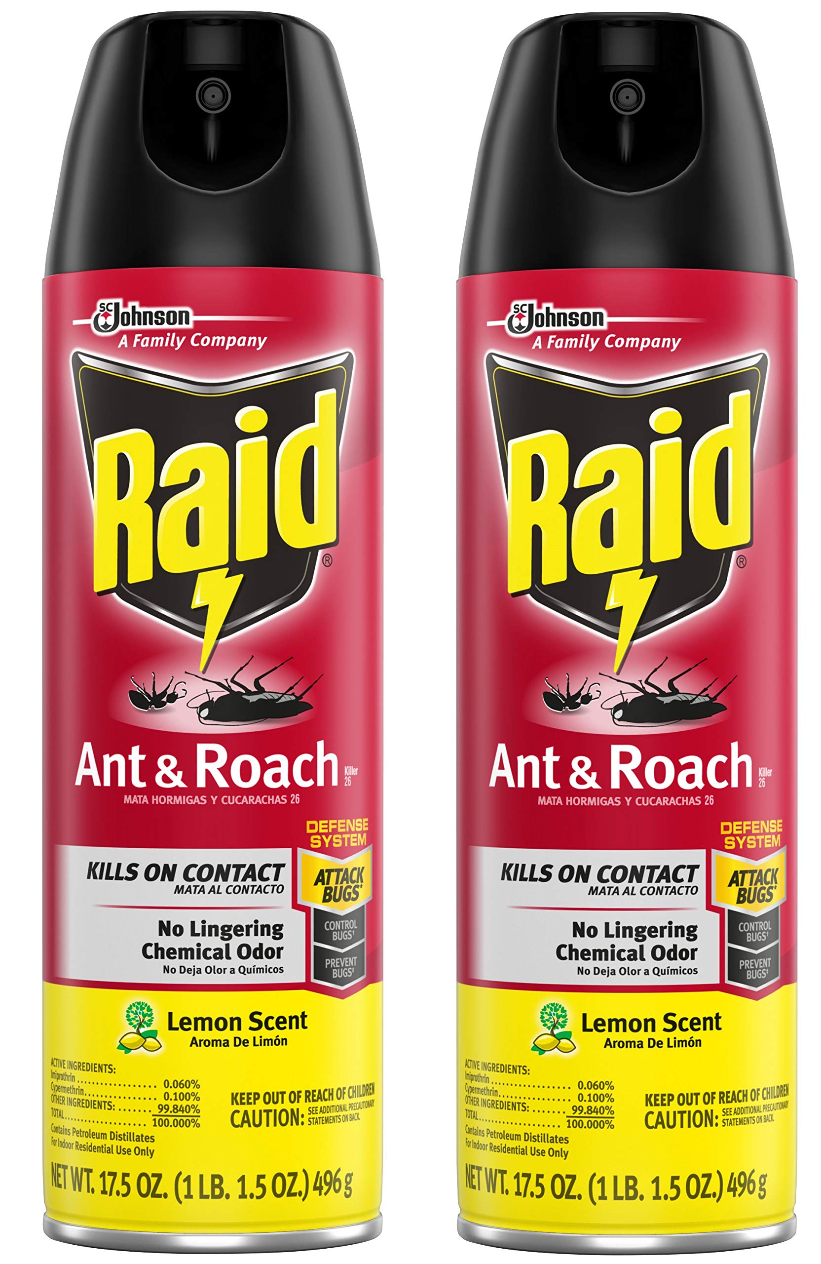 Raid Ant & Roach Killer Lemon Scent, 17.5 OZ (2) Buy Online in United