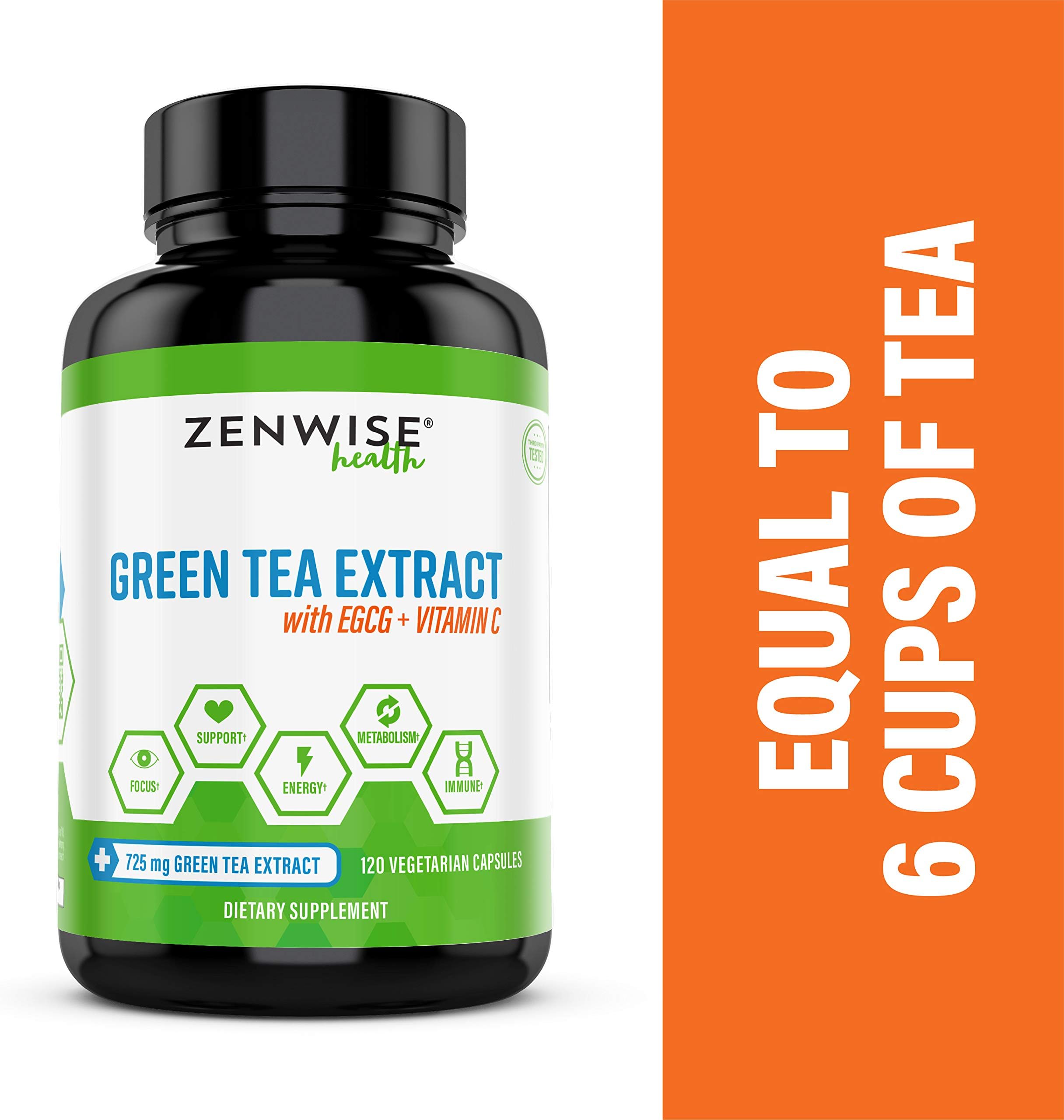Green Tea Extract Supplement - Decaffeinated & Vegetarian Pills for Weight Loss - A Pure & Powerful All-Natural Fat Burner Supplement - 725 mg Caffeine-Free Diet Capsules - Packed With Green Tea, Vitamin C & Antioxidants - Lo