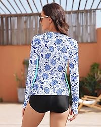 WOWENY Women Rash Guard Long Sleeve Swimsuit Top