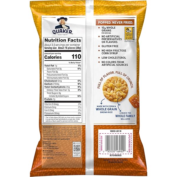 QUAKER RICE CAKE CARAMEL CORN, 3.52 OZ