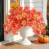 Dolicer 2 PCS Artificial Mums for Outdoors, Fake Fall Flowers | Realistic Full Flowers, UV-Resistant Faux Mums, No Fade &amp; Free Maintenance for Fall Garden Balcony Yard Patio Porch Outdoor