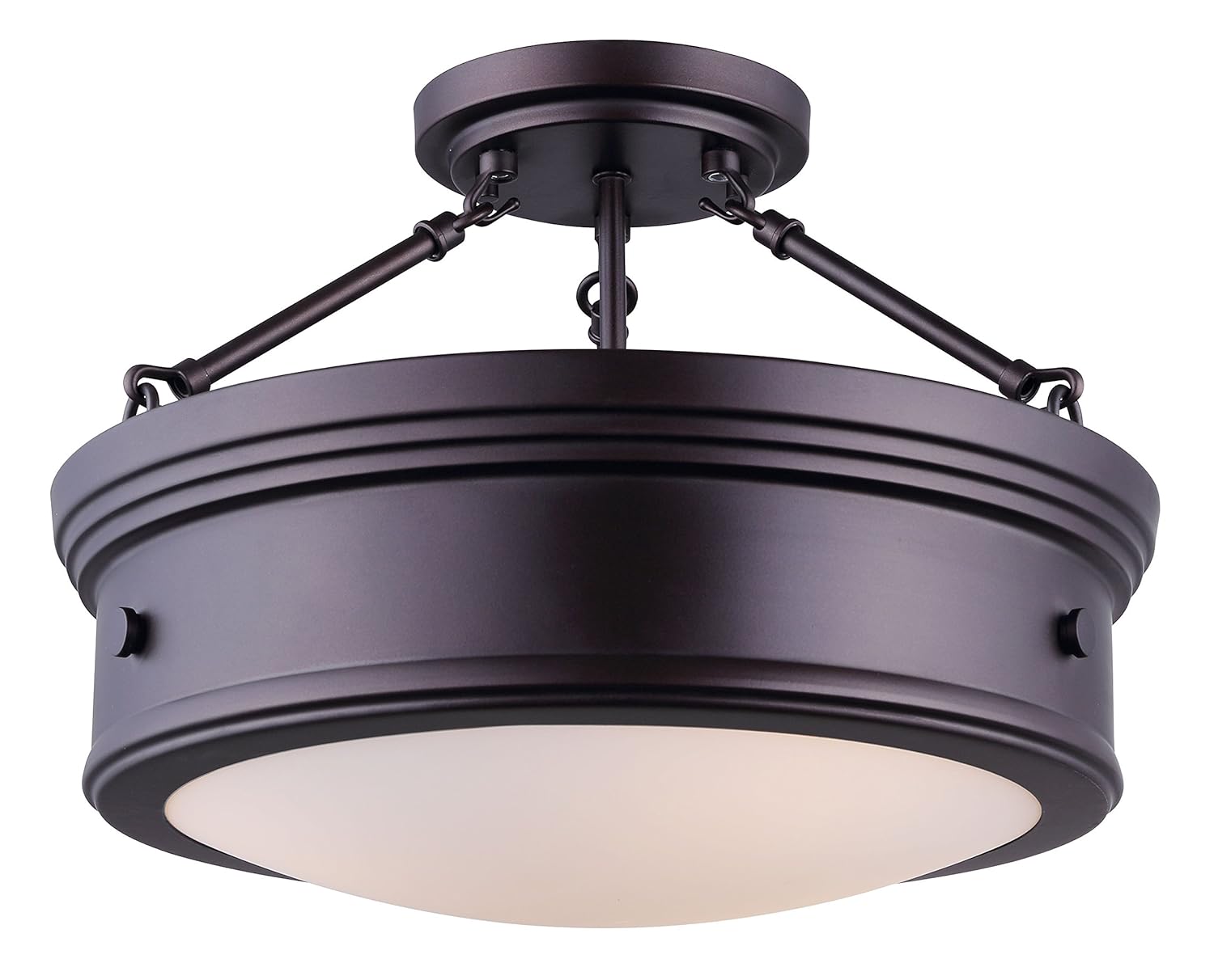 Canarm LTD ISF624A03ORB Boku ORB 3 Bulb Semi-Flush Mount Oil Rubbed Bronze with Flat Opal Glass