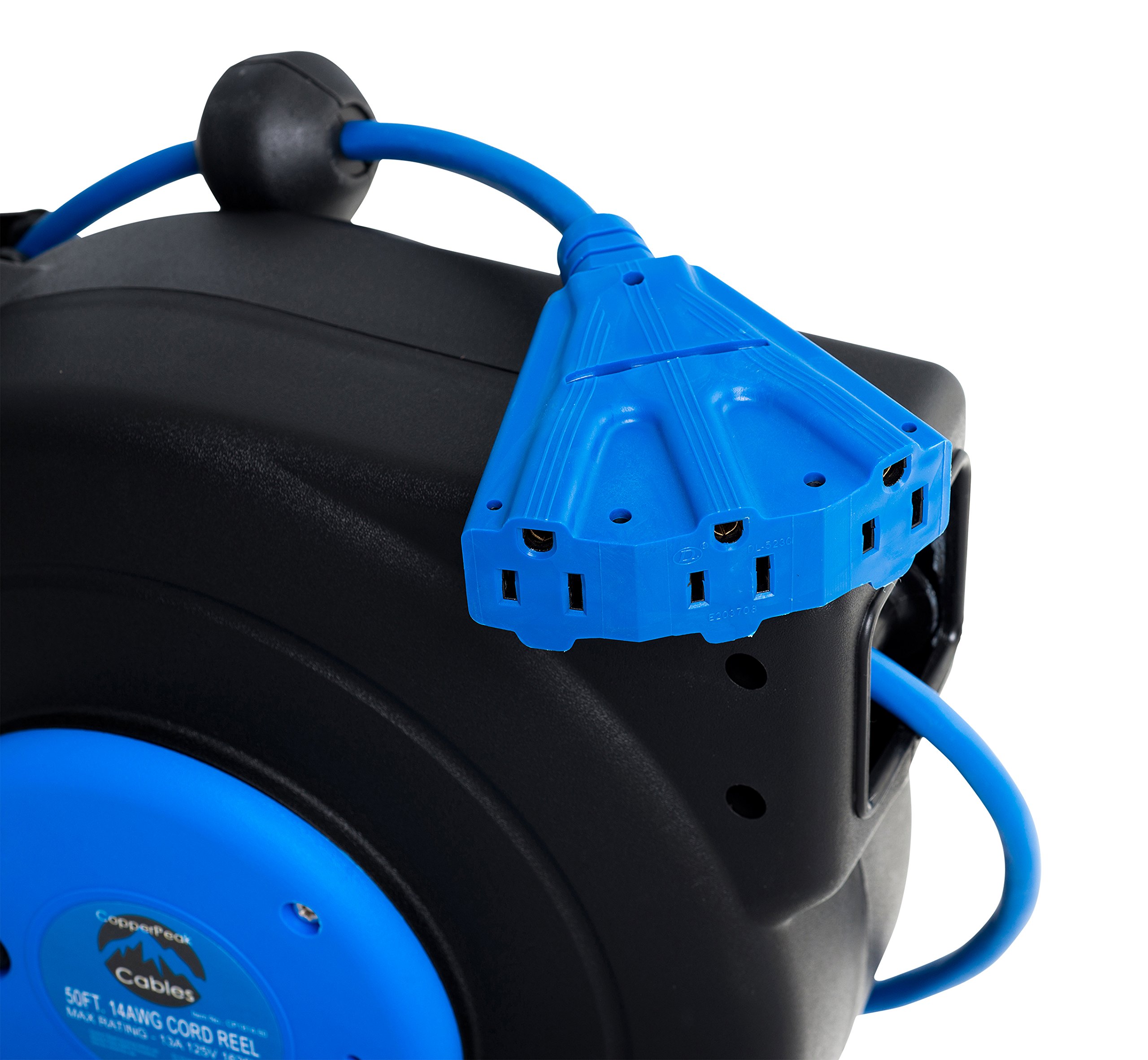 CopperPeak 50 ft Retractable Extension Cord Reel Ceiling or Wall