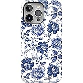 Casely iPhone 15 Pro Max Case | Rose to Fame | Blue & White Floral | Bold Protective Design | Compatible with MagSafe