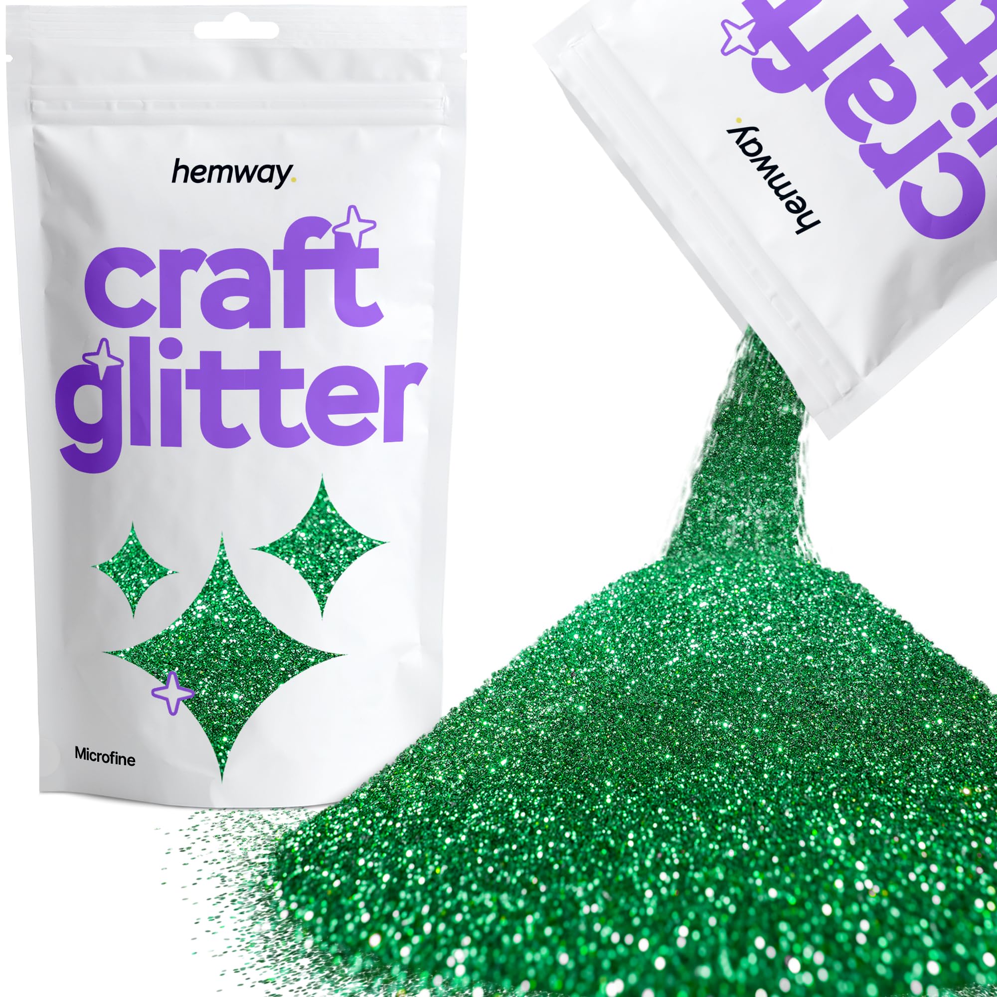 Hemway Craft Glitter Emerald Green 100g Microfine Glitter for Crafts, Resin, Cosmetic, Nail, Face, Body, Festival, Tumblers, Art, Candle, Crafting