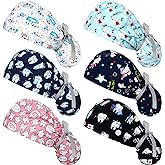 Honoson 6 Pcs Dental Scrub Caps Women Dentist Nursing Hats Adjustable Bouffant Nurse Hats Ponytail Turban Caps
