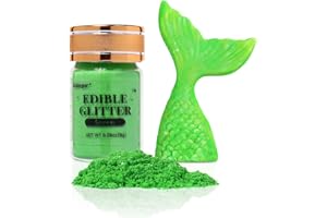 Sujoygar Green Edible Glitter, Food Grade 8g, Edible Glitter for Drinks, Kosher & Halal Certified, Cocktail, Cupcake, Chocolate, Strawberry, Baking