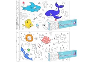Hautton 2 Rolls Kids Coloring Roll, Drawing Rolly Paper for Children 118" L x 12" W Art Painting DIY Wall Rolls Toddler Sticky Coloring Sheets -Ocean/Animal