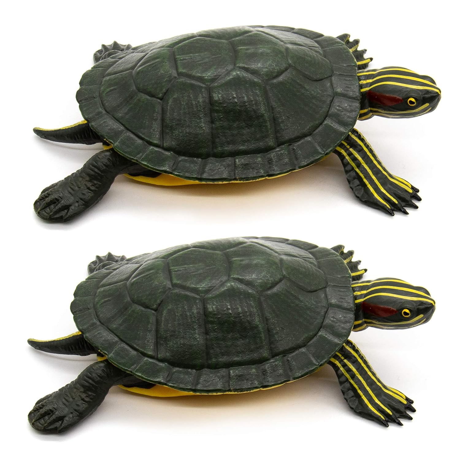 AUEAR, Set of 2 Brazilian Turtle Toy Plastic Turtles Red-Eared Slider Turtle Toy Aquarium Decorations for Boys and Girls Toy