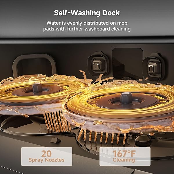MOVA P50 PRO ULTRA ROBOT VACUUM AND MOP, 19,000PA SUCTION WITH ANTI-TANGLE BRUSH, REMOVABLE & LIFTABLE MOP FOR CARPET & FLOOR, 167℉ MOP & WASHBOARD SELF DRYING & CLEANING, AUTO EMPTY & REFILL, BLACK