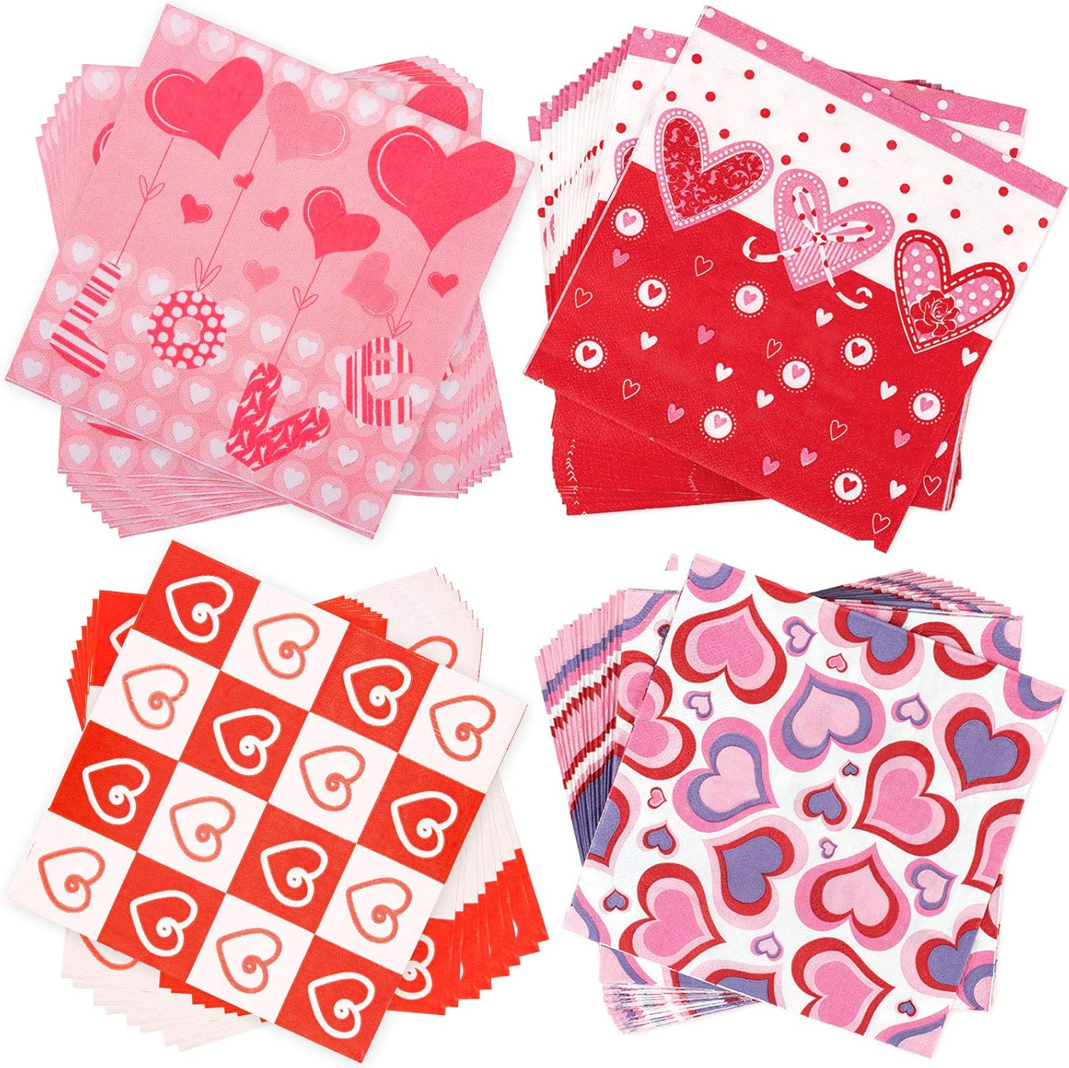 Whaline 80 Pack Valentine's Day Napkins Beverage Luncheon Napkins 2 Ply