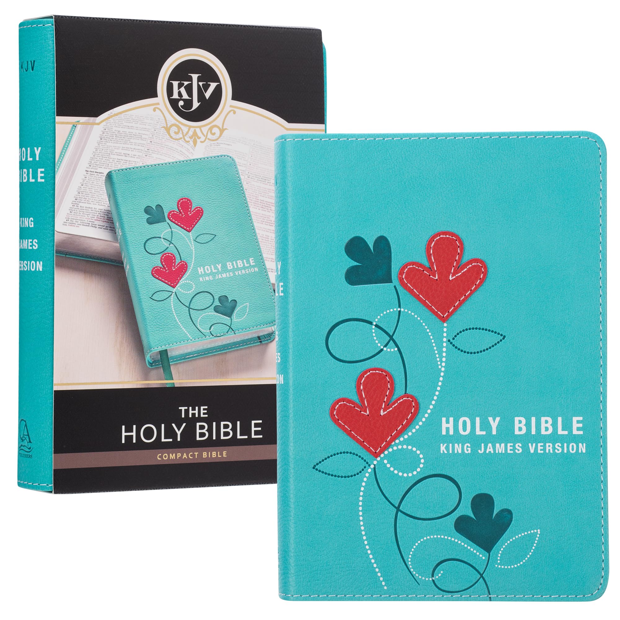KJV Holy Bible, Compact Faux Leather Red Letter Edition - Ribbon Marker, King James Version, Turquoise (KJV Compact Editions) KJV Holy Bible, Compact Faux Leather Red Letter Edition - Ribbon Marker, King James Version, Turquoise (KJV Compact Editions) Imitation Leather
