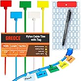 250pcs 6" Zip Tie Tags Self Locking Labels Zip Ties with Label Tags, Cable Ties with Labels, for Organization, Cable Tie Tags with Plastic Waterproof, Label Mark Tag Outdoor (Muti Color)