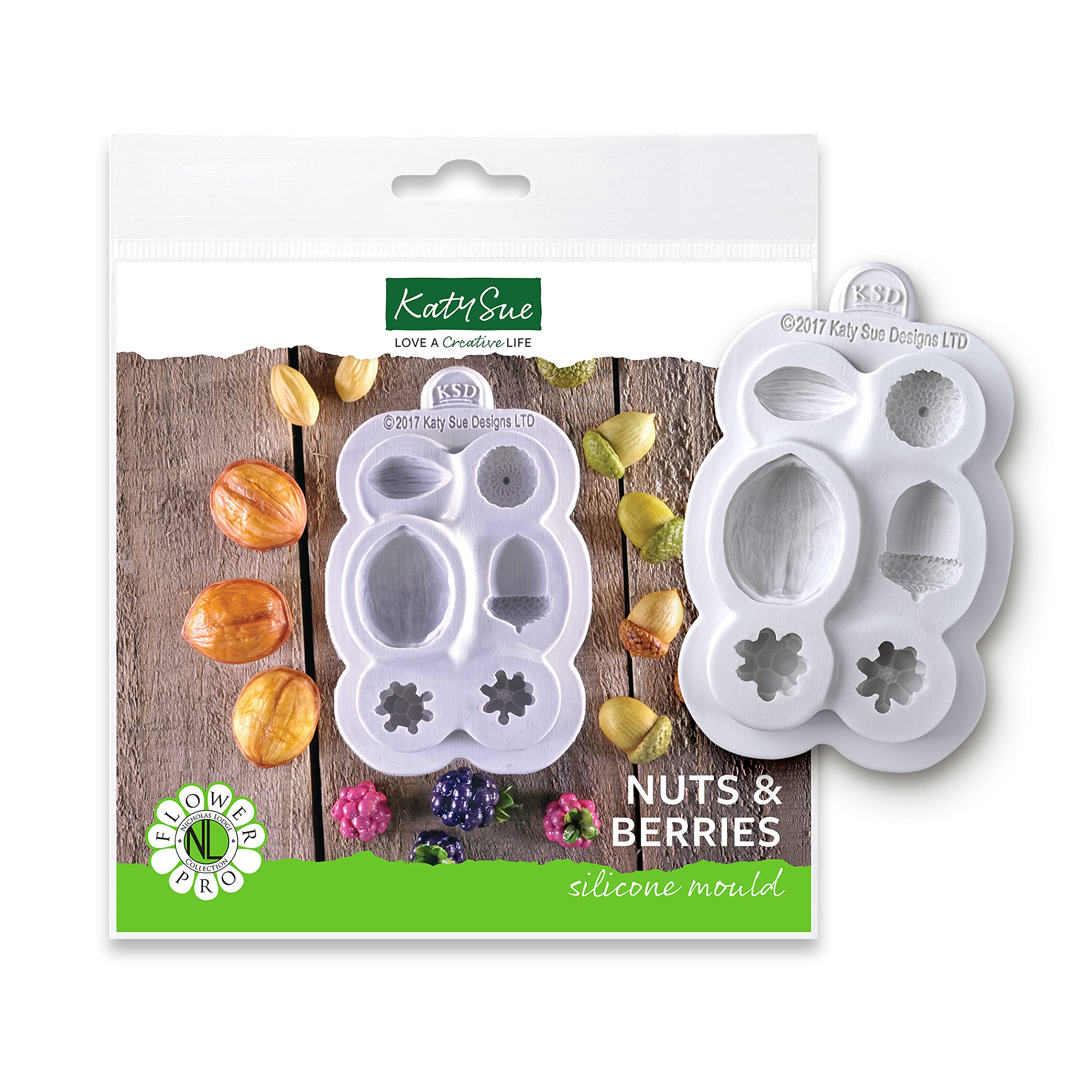 Flower Pro Nuts & Berries Silicone Mould for Cake Decorating & Craft By Katy Sue. Use with Fondant, Sugar Paste & Air Dry Clay from Katy Sue Moulds