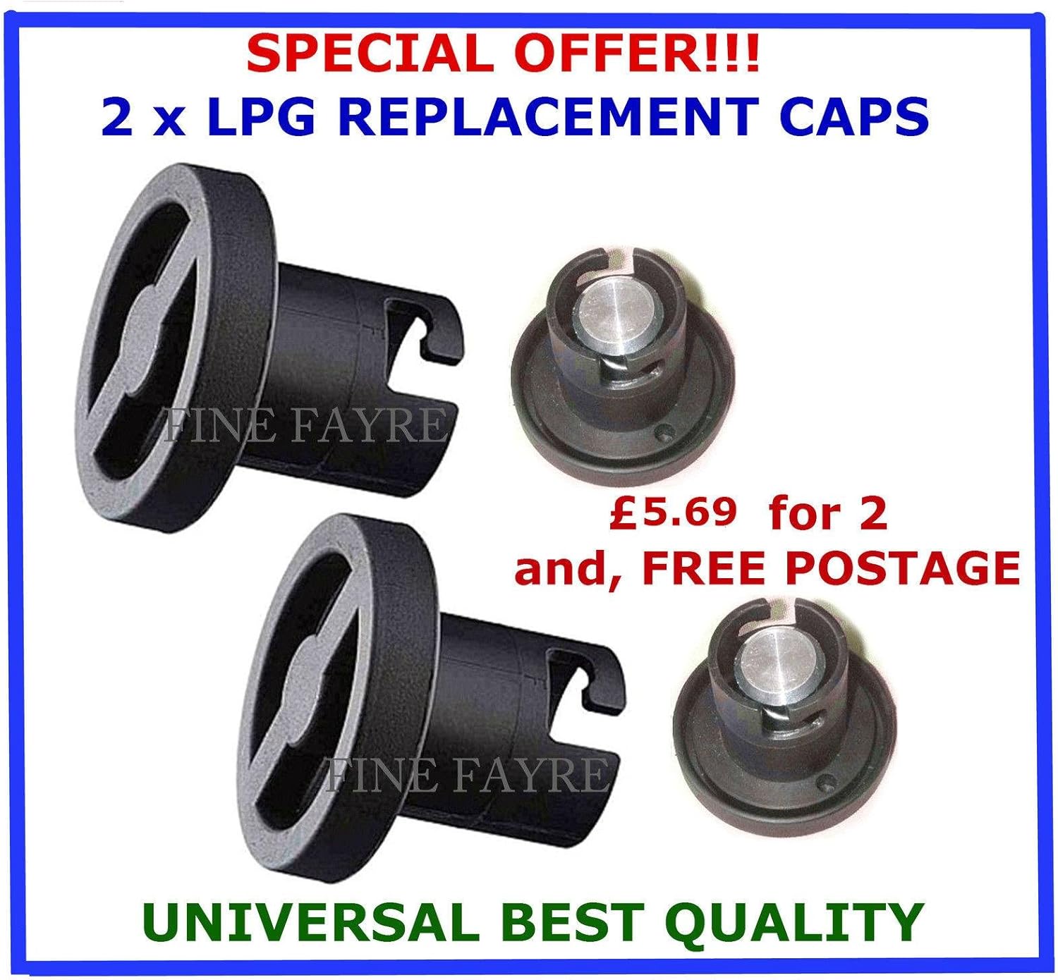 2 x LPG AUTOGAS FUEL REPLACEMENT CAP COVER LID CARS VANS