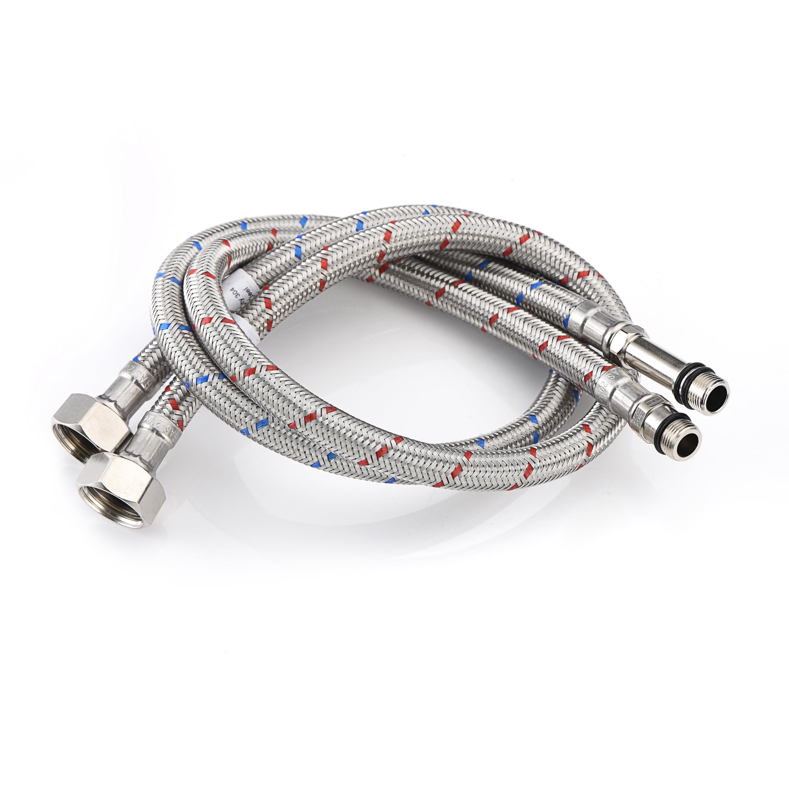 Home Range 500mm WRAS Approved 2 x M12 x 1/2” |5 Lengths| BSP Flexible Hose Pipe Tails, Replacement Kitchen Sink/Bathroom Basin Monobloc Tap Connectors, 304 Stainless Steel Braided Flexi Pipes