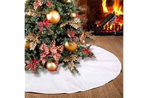 SevenFish 48 inch Plain White Christmas Tree Skirt Large Double Layers Soft Burlap Tree Skirt for Merry Christmas Party Traditional Christmas Tree Decorations