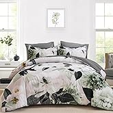 Mybedsoul King Size Comforter Set 7 Pieces, Bed in a Bag Soft Microfiber Bedding, Luxury Vintage Grey Floral Elegant Design, All Seasons Comforter Bed Set with Sheets, Pillowcases & Shams