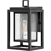 Hinkley Republic 1000BK Small Outdoor Wall Mount Lantern, Transitional/Modern, Double Frame Design, Coastal Elements, Black