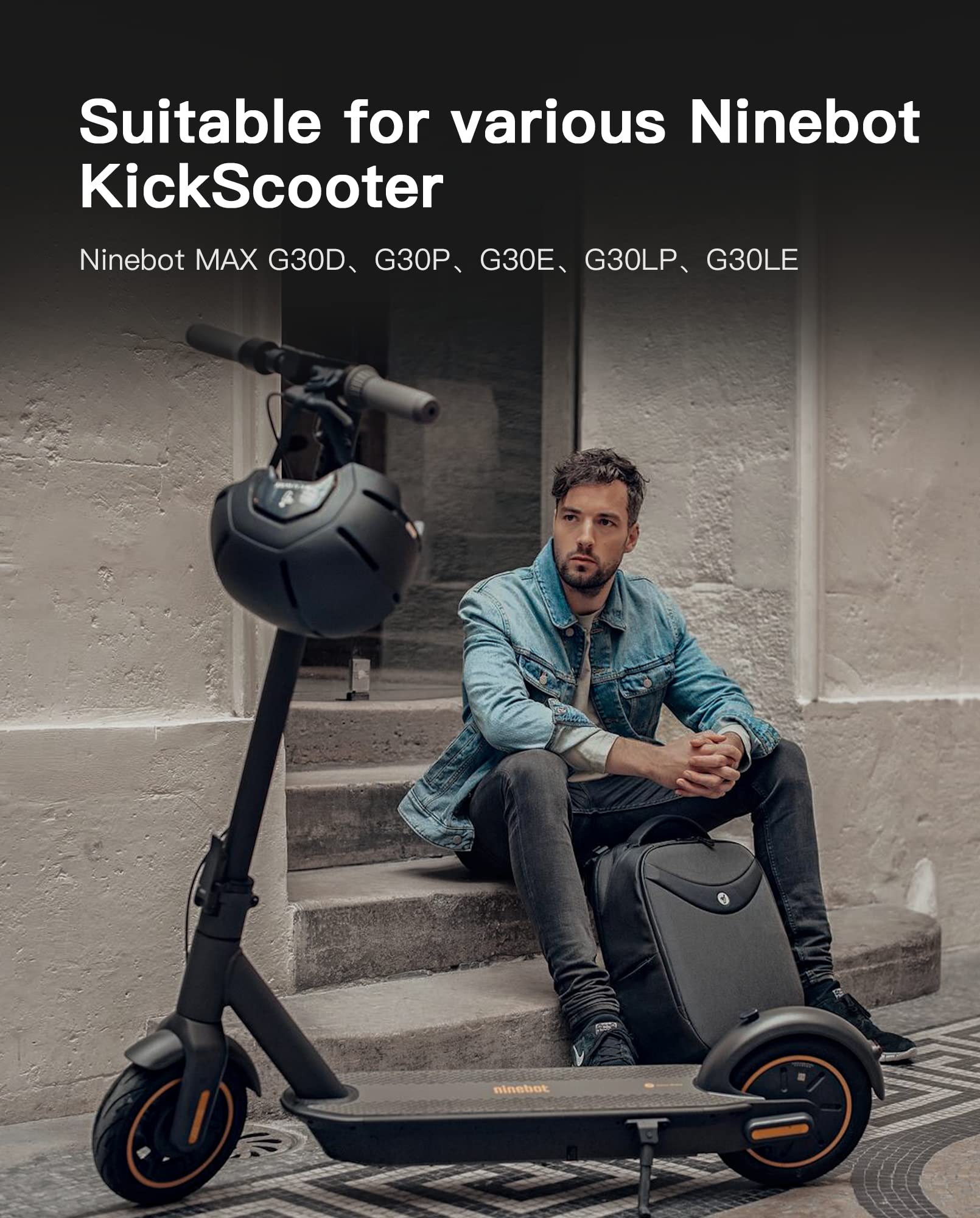 stio Tubeless Front Tire Compatible with Ninebot by Segway Max G30 G30LP KickScooter Rubber Vacuum Outer Tyre 10 Inch Non-Slip Max G30 Front Rear Tire 60/70-6.5 Kick Scooter Original Accessories