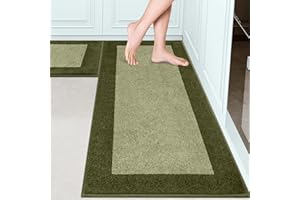 DOMUSTEX Machine Washable Runner Rugs Set of 2, (24" x 36"+ 24" x 60"), Non Slip Kitchen Mats for Floor, Absorbent Entryway Rug for Kitchen, Bedoom, Hallway, Bathroom, Door (Roll Packing)