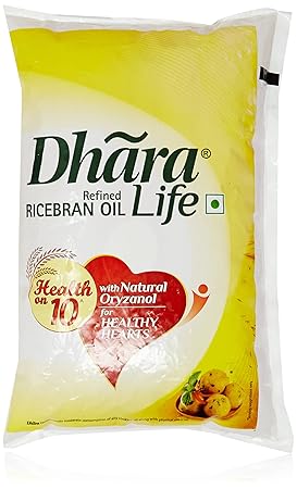 Dhara Rice Bran Oil, 1L Pouch