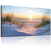 MHARTK66 Wall Decor For Living Room Large Canvas Wall Art For Bedroom Modern Office Pictures Wall Artwork Blue Sun Beach Grass Ocean Landscape Paintings Canvas Art Prints Home Decorations