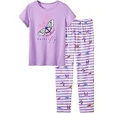 Tebbis Girls Pajamas Cotton Soft PJS Cupcake/Butterfly Stripe Summer Short Cute Jammies Size 6-18